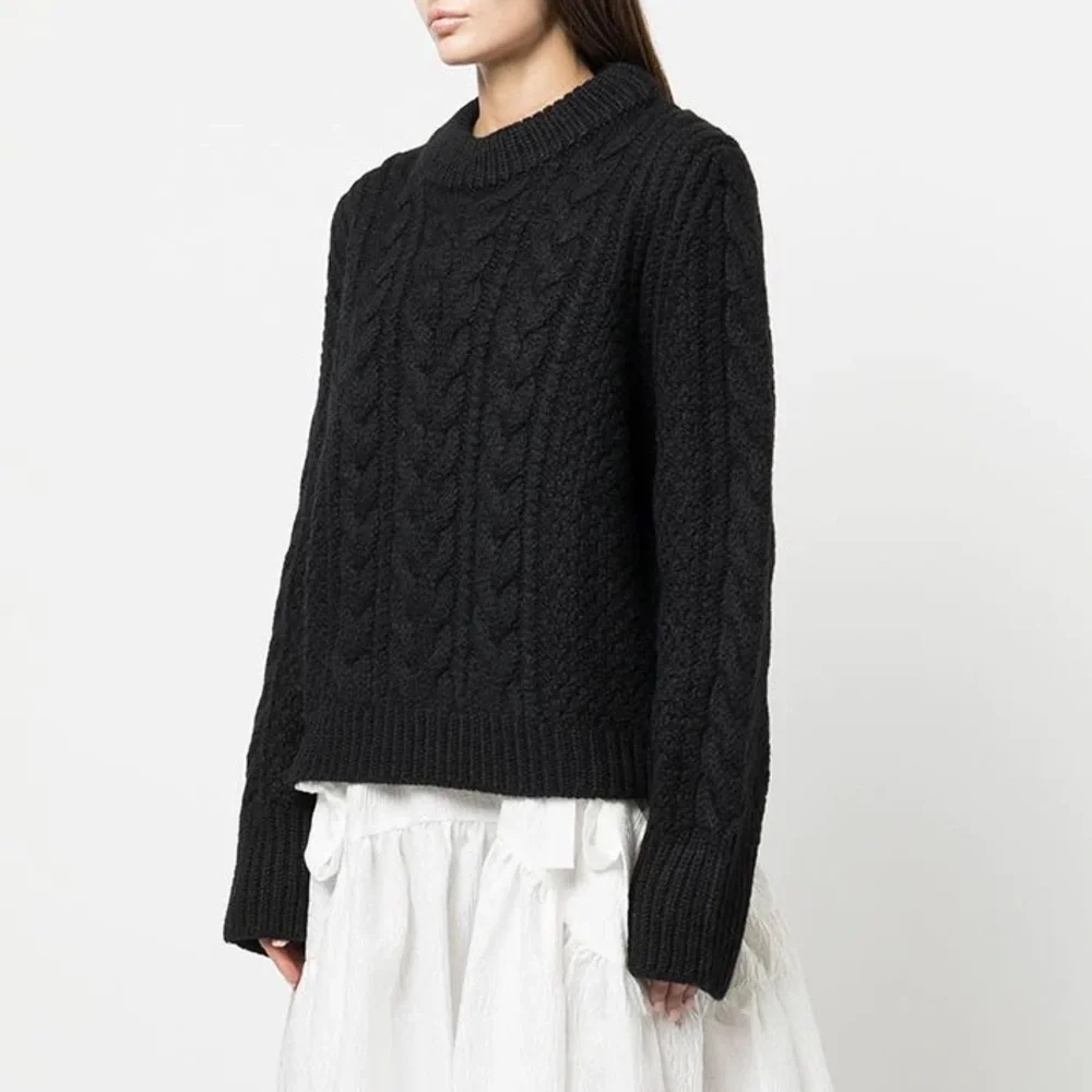 Cecilie Bahnsen Geneva Open Back Chunky Knit Sweater Black - Picture 3 of 5